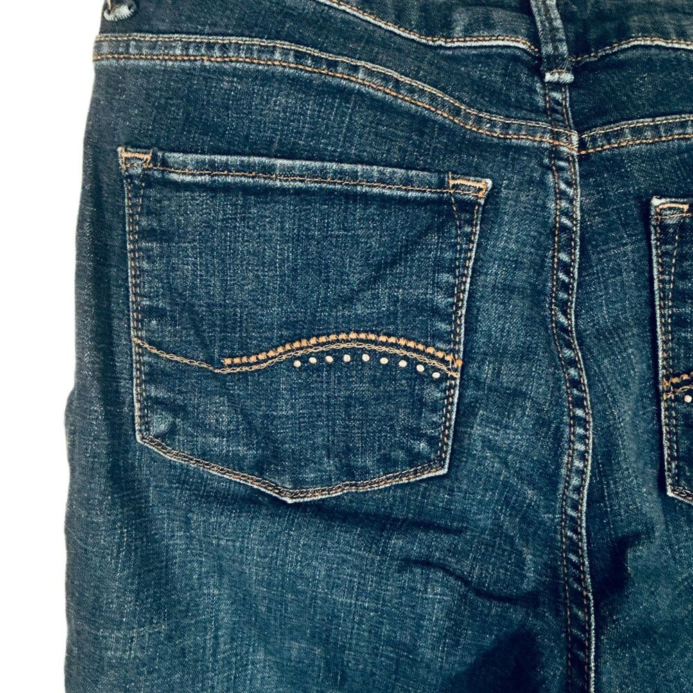 Lee Jeans 12 Long Tall Curvy Fit Bootcut Dark Blue Denim Stretch Studded Pockets